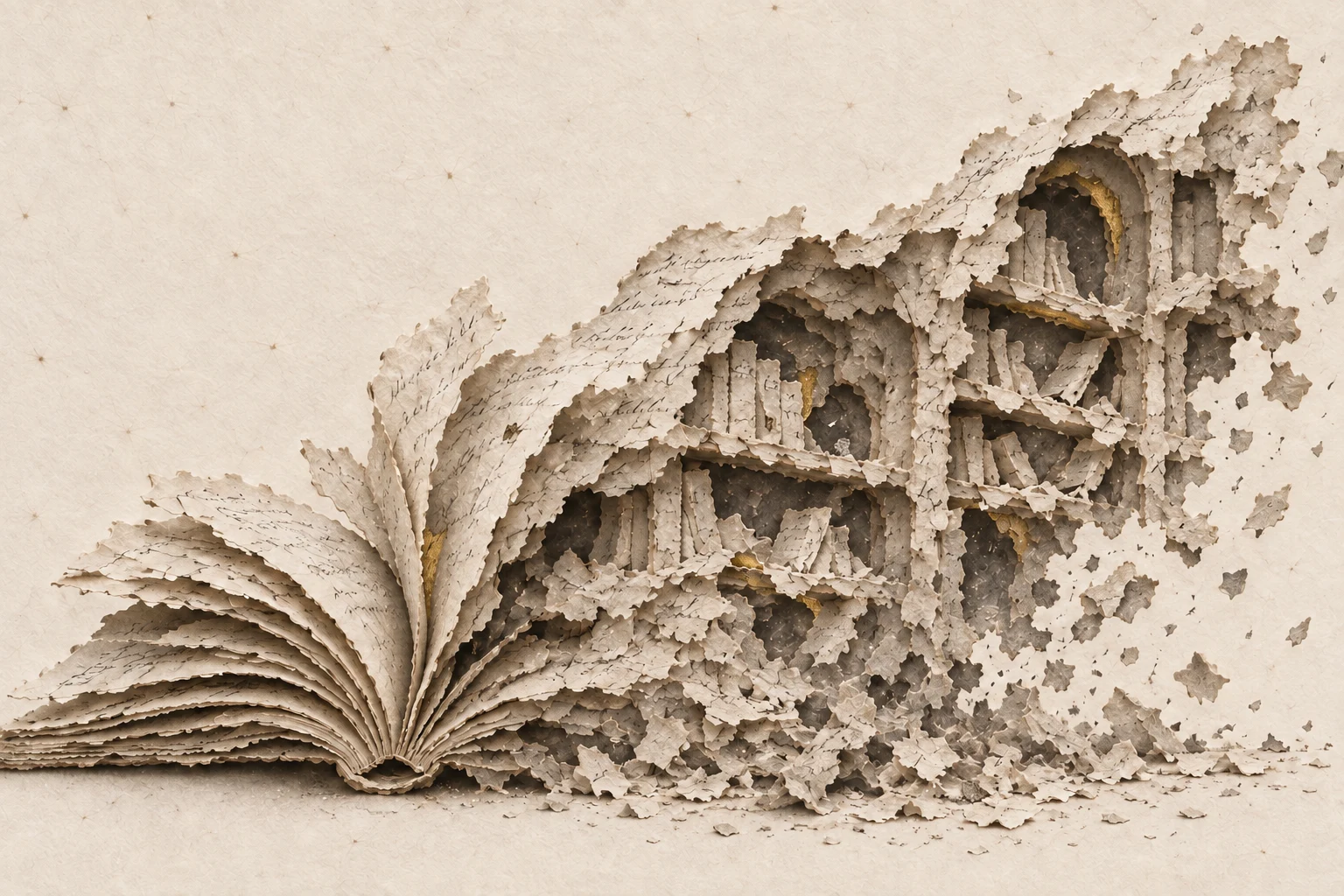 The Ash Archives interpreted in torn archival paper