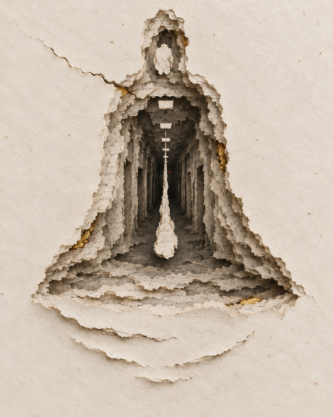 The Bell at St. Jude interpreted in torn archival paper