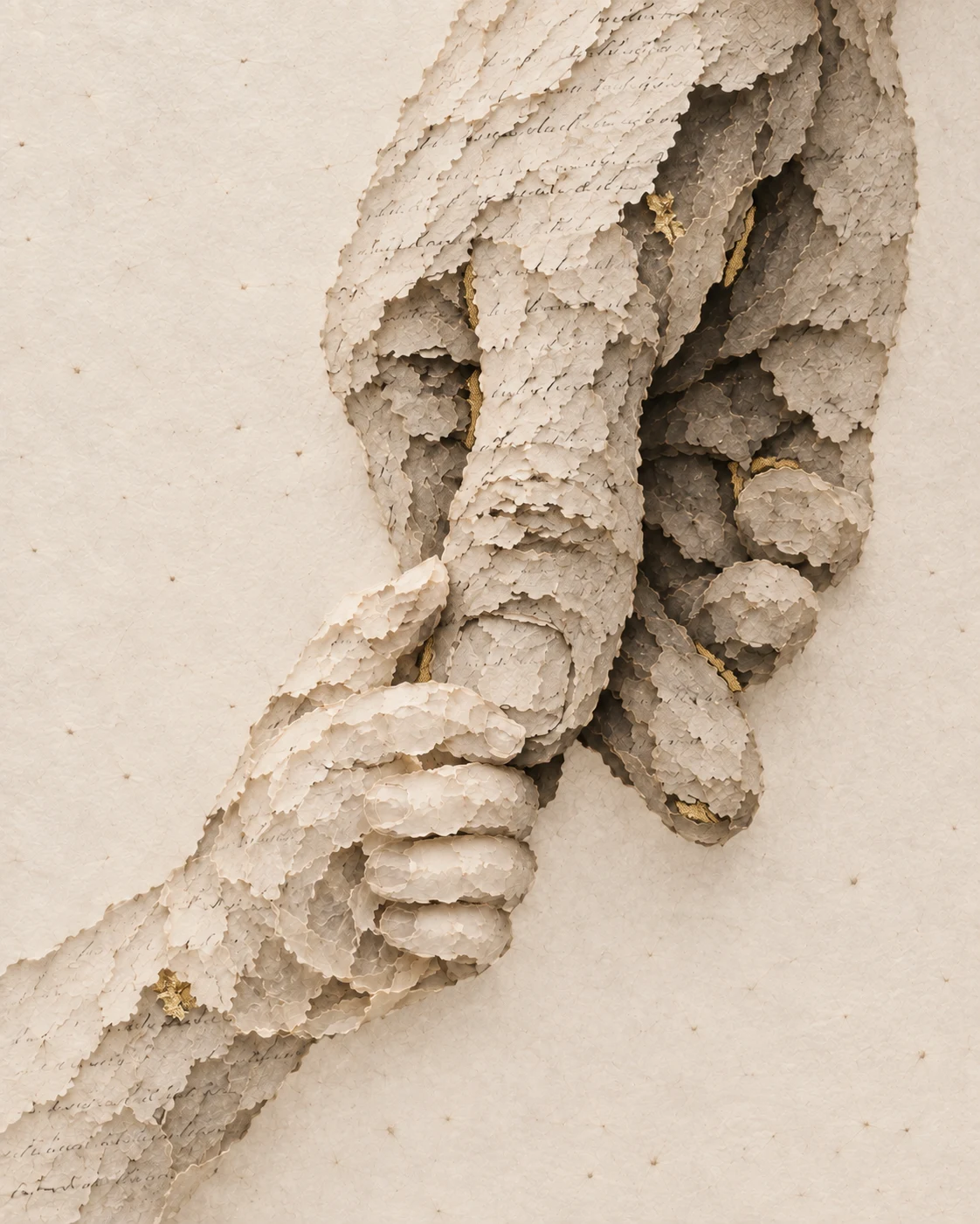 The Glass Children interpreted in torn archival paper